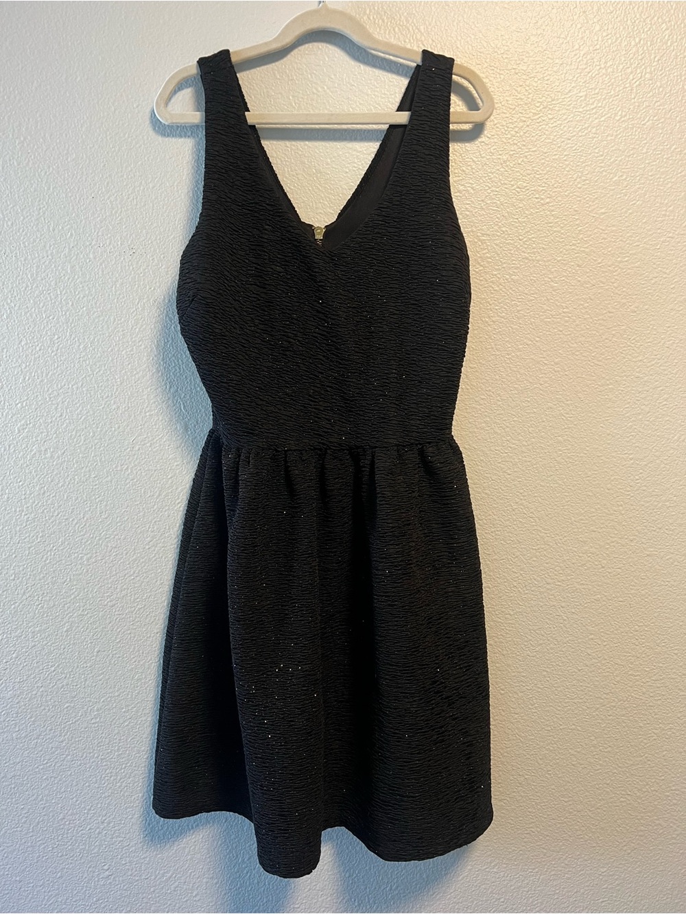Black Textured Fit & Flare Mini Dress by Love…Ady